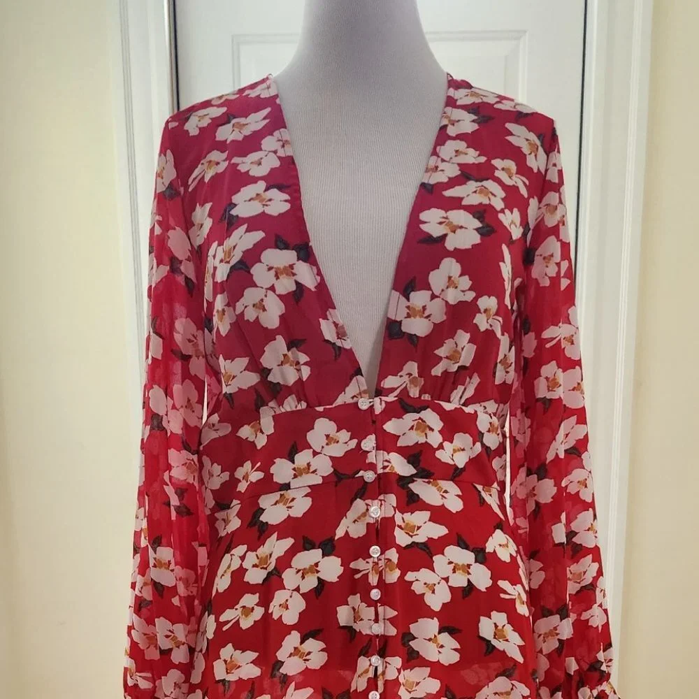 Rosegal Floral print button up chiffon maxi dress with split NWOT - Picture 2 of 3
